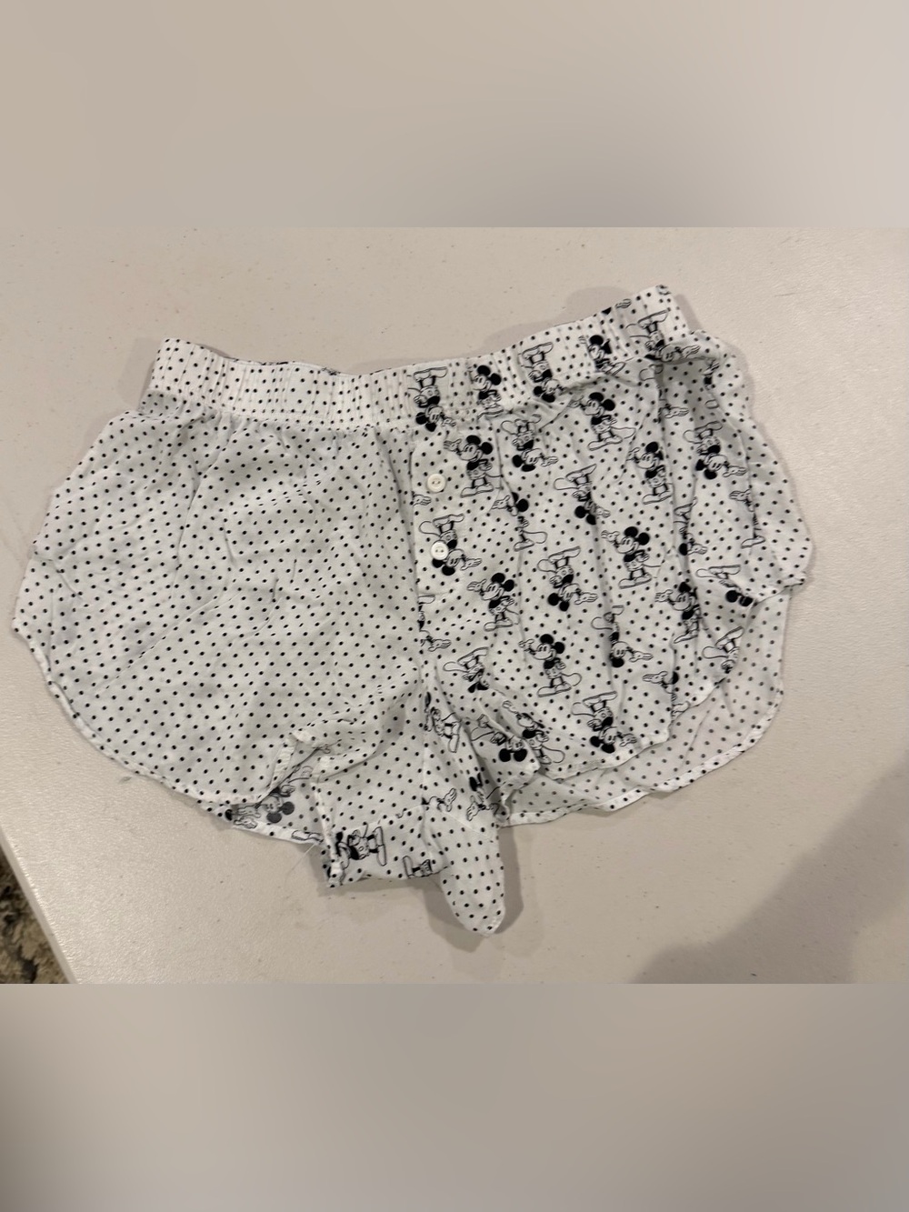 Disney White and Black Polka Dot Shorts with Character Print